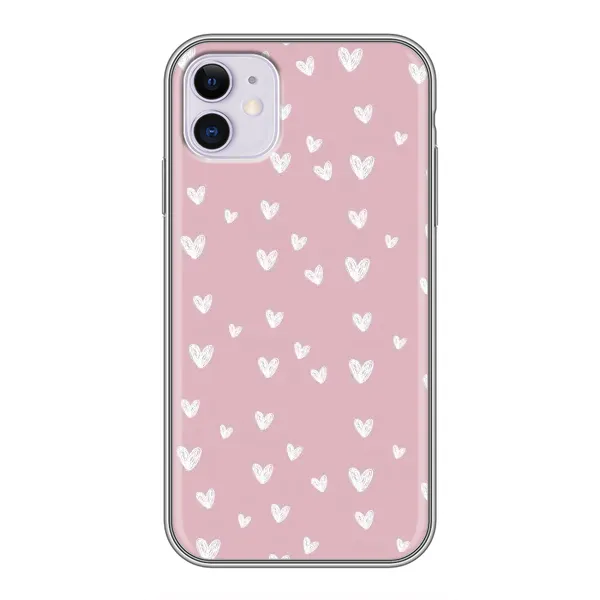 Чехол с принтом «Сердечки на розовом» для iPhone 11