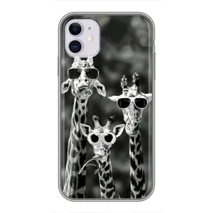 Силіконовий чохол з КАРТИНКАМИ літо для iPhone 11 (AlphaPrint) (Жирафи в окулярах)