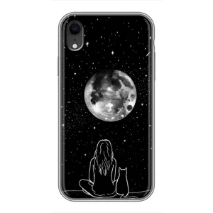 Чехол с рисунком кот на iPhone Xr (Девушка с котом)
