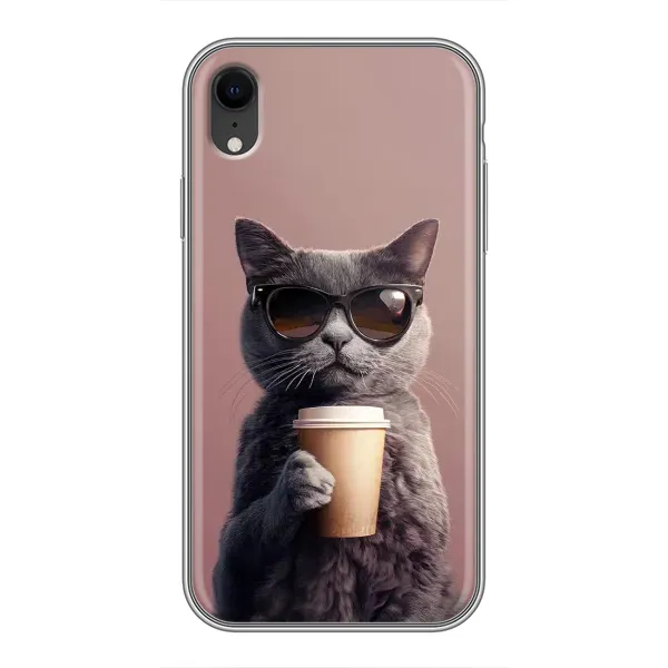 Чехол с принтом «Кот с кофе» для iPhone Xr
