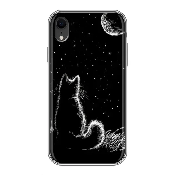 Чехол с принтом «Котик и луна» для iPhone Xr