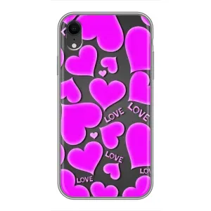 Чехлы для любимой на Айфон Хр (VPrint) (Pink hearts)