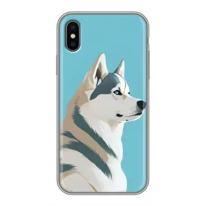 Чехол с Хаски для iPhone Xs Max - (AlphaPrint) (Хаски арт)