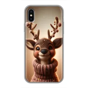 Яркий чехол для iPhone Xs Max с Зимними Оленятами (Олень в свитере)
