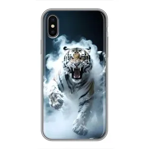 Чохол з картинкою 'Хижаки' для iPhone Xs Max (Білий тигр у диму)