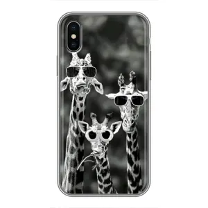 Силиконовый чехол с КАРТИНКАМИ лето для iPhone Xs Max (AlphaPrint) (Жирафы в очках)