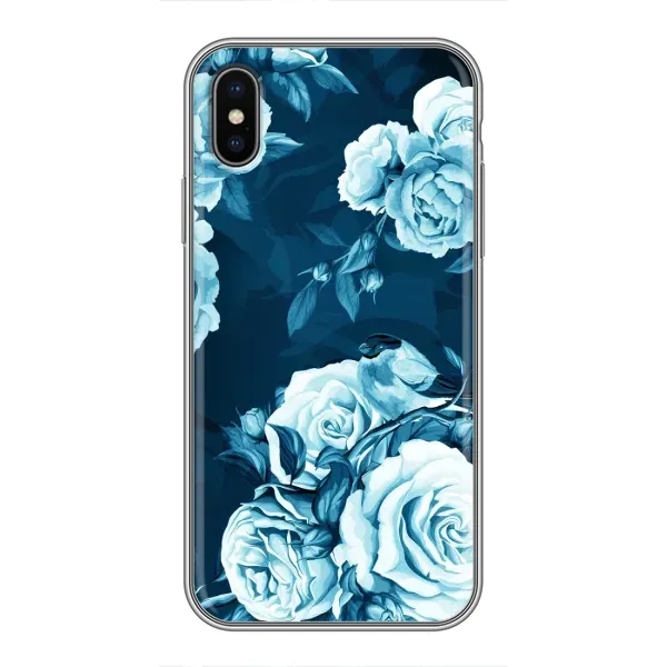 Чехол с принтом «Голубые Бутоны» для iPhone Xs