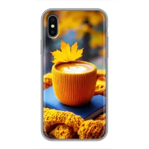 Чехол с принтом «Кофе на желтом пледе» для iPhone Xs