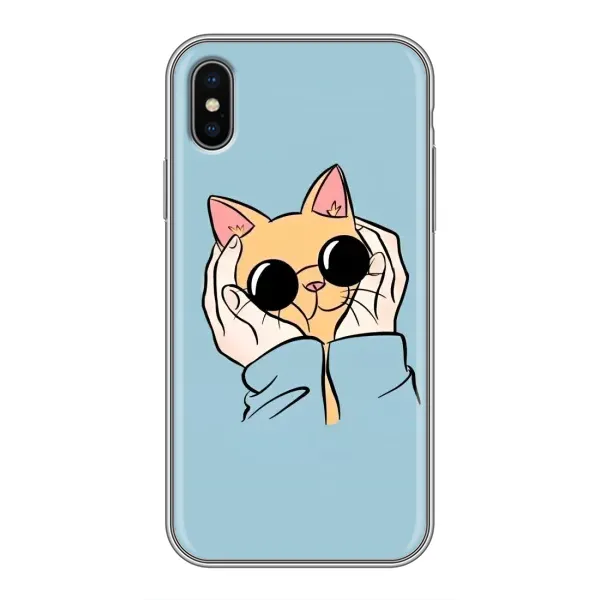 Чехол с принтом «Котик в очках» для iPhone Xs