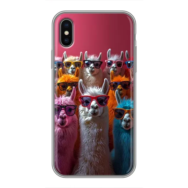 Чехол с принтом «Ламы в очках» для iPhone Xs