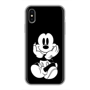 Эксклюзивный чехол для iPhone Xs (AlphaPrint - Мультяшные) (Микки на черном)