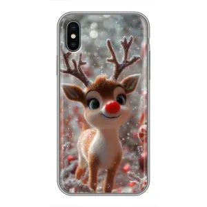 Яркий чехол для iPhone Xs с Зимними Оленятами