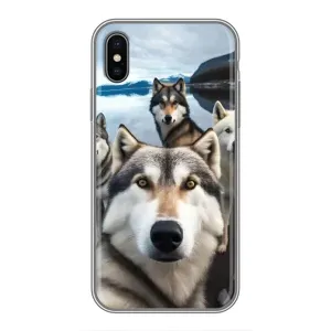 Чехол с Хаски для iPhone Xs - (AlphaPrint) (Селфи ХАски)
