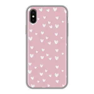 Чохол з розовим принтом для iPhone Xs (Сердечки на рожевому)