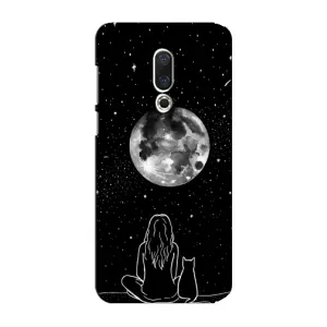 Чехол с рисунком кот на Meizu 15 Plus (Девушка с котом)
