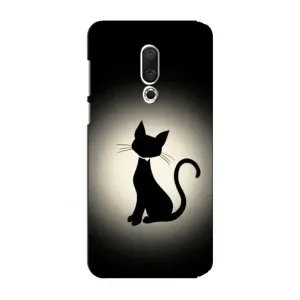 Чехол с принтом для Meizu 15 Plus (AlphaPrint) Модные коты (Силуэт котика)