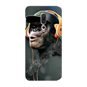 Чехол с Обезьянами Meizu 15 Plus - (AlphaPrint) (В наушниках)