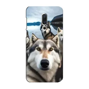 Чехол с Хаски для Meizu 16 Plus - (AlphaPrint) (Селфи ХАски)