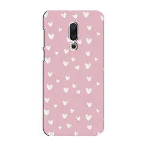 Чехол с розовым рисунком для Meizu 16 Plus (Сердечки на розовом)