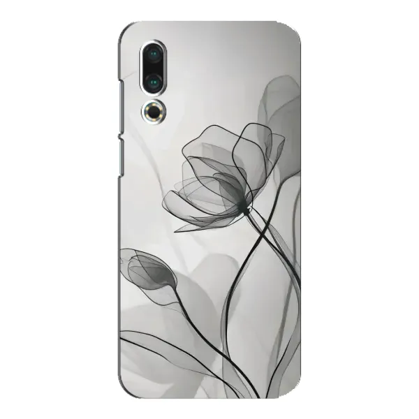Чехол с принтом «Черные цветы» для Meizu 16s