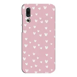 Чехол с розовым рисунком для Meizu 16s (Сердечки на розовом)