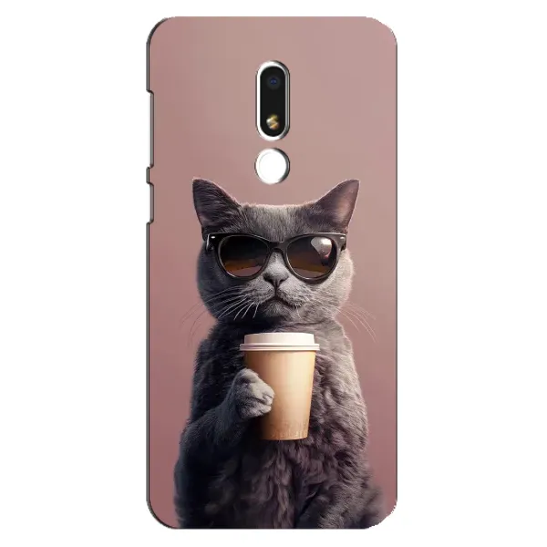 Чехол с принтом «Кот с кофе» для Meizu M8 Lite