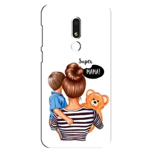 Чехол с печатью для Meizu M8 Lite - (Мама с ребенком) (AlphaPrint) (Мама с сыном)