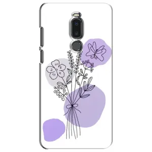 Силиконовый чехол с принтом в цветах на Meizu Note 8 (Букет фиолетовая абстракция)