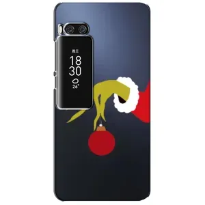 Зимние Чехлы для Мейзу Про 7 Плюс - прозрачный фон (Гринч с игрушкой)