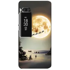 Новогодние, Праздничные Чехлы для Meizu Pro 7 Plus - 2024 год (Санта на луне)