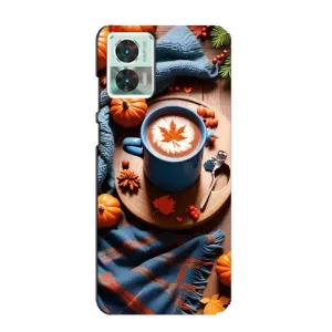 Чехол с уникальным дизайном «Осень с кофе» для Motorola Edge 30 Neo (Кофе и тыковки)