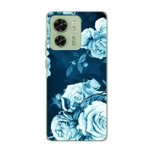 Чехлы (ART) Цветы на Motorola Edge 40 (VPrint) (Голубые Бутоны)