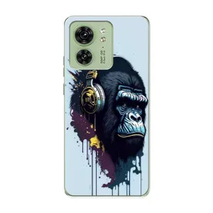 Чехол с Обезьянами Motorola Edge 40 - (AlphaPrint) (Горилла в наушниках)