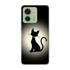 Чехол с принтом для Motorola Edge 40 (AlphaPrint) Модные коты (Силуэт котика)
