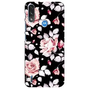 Чохли з квітами для Motorola E7 Power (VPrint) (Квіти на чорному)