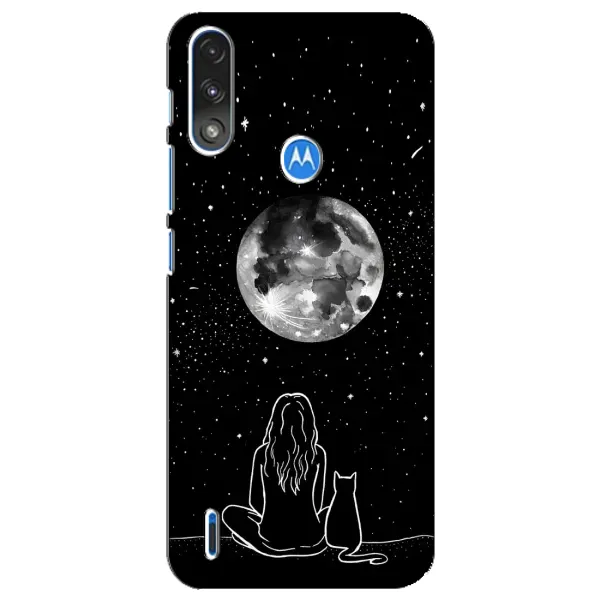 Чохол з принтом «Дівчина з котом» для Motorola E7 Power