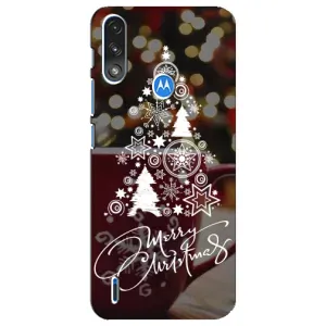 Рождественские Чехлы для Motorola E7 Power (VPrint) (Елочка узорная)