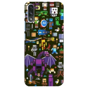 Чехол Майнкрафт на Motorola E7 Power (AlphaPrint) Minecraft (Коллаж Майнкрафт)
