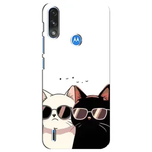 Чохол з принтом «Коти в окулярах» для Motorola E7 Power