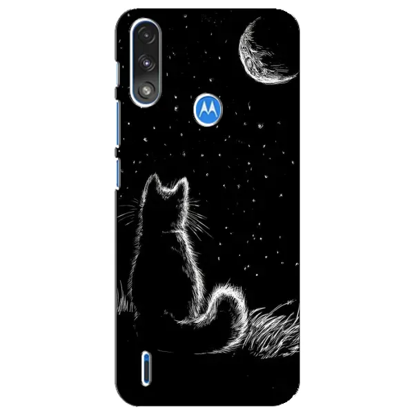 Чохол з принтом «Котик і місяць» для Motorola E7 Power