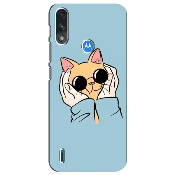 Чехол с принтом «Котик в очках» для Motorola E7 Power