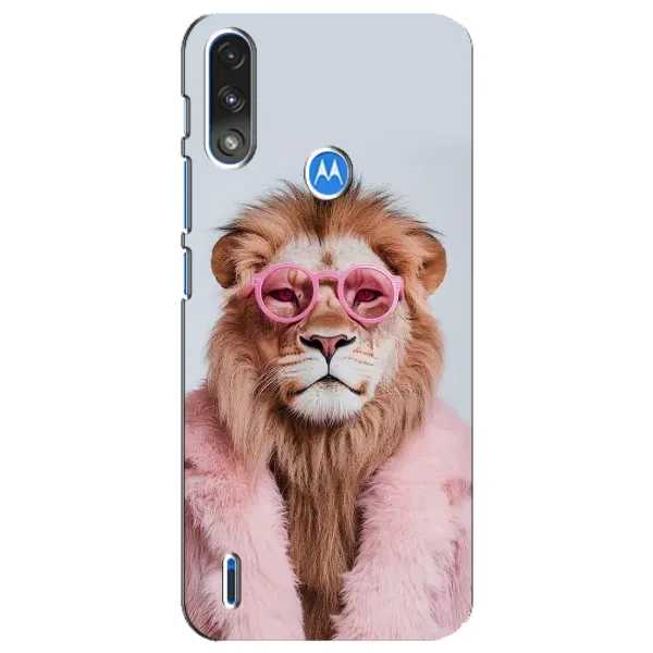 Чехол с принтом «Лев в очках» для Motorola E7 Power