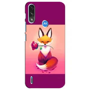 Чехлы с картинкой Лисички для Motorola E7 Power (VPrint) (Лисичка с розочкой)