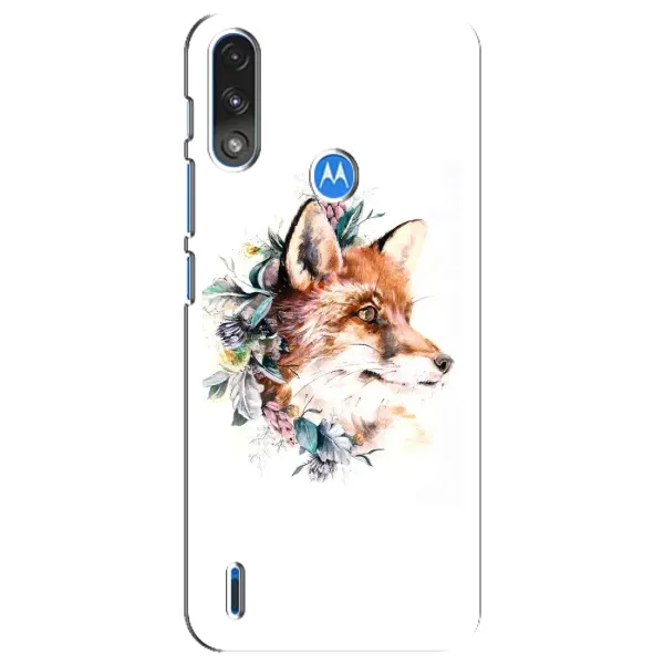 Чехол с принтом «Лисичка в цветочках» для Motorola E7 Power