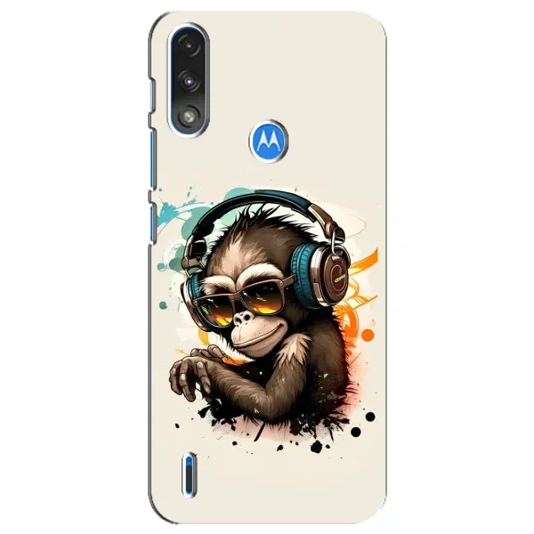 Чохол з принтом «Макака в навушниках» для Motorola E7 Power