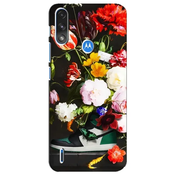 Чохол з принтом «Nike цветы» для Motorola E7 Power