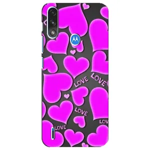 Чехлы для любимой на Моторола Е7 Пауэр (VPrint) (Pink hearts)