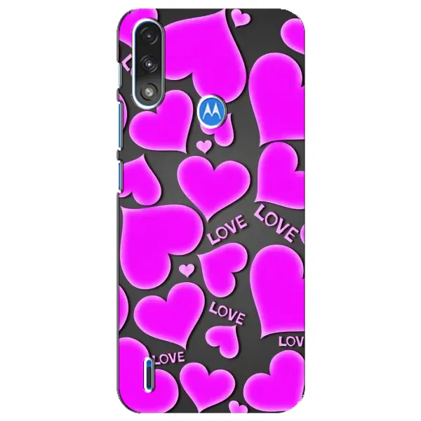 Чехол с принтом «Pink hearts» для Motorola E7 Power
