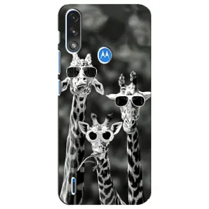 Силіконовий чохол з КАРТИНКАМИ літо для Motorola E7 Power (AlphaPrint) (Жирафи в окулярах)