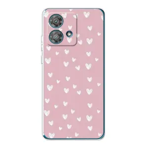 Чохол з розовим принтом для Motorola Edge 40 Neo (Сердечки на рожевому)
